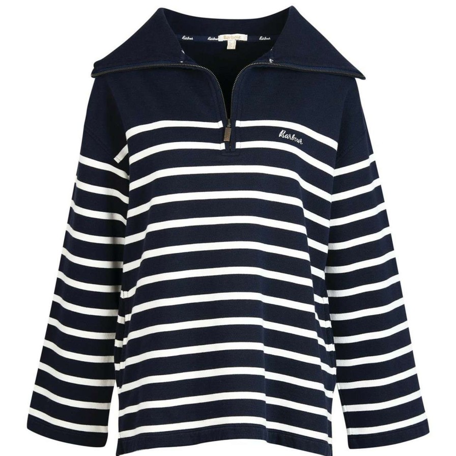 Clothing * | Cheap Barbour Womens Lunan Overlayer Navy Stripe