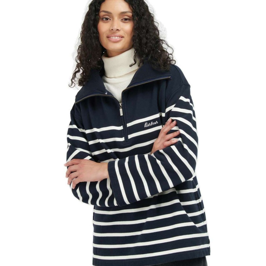 Clothing * | Cheap Barbour Womens Lunan Overlayer Navy Stripe