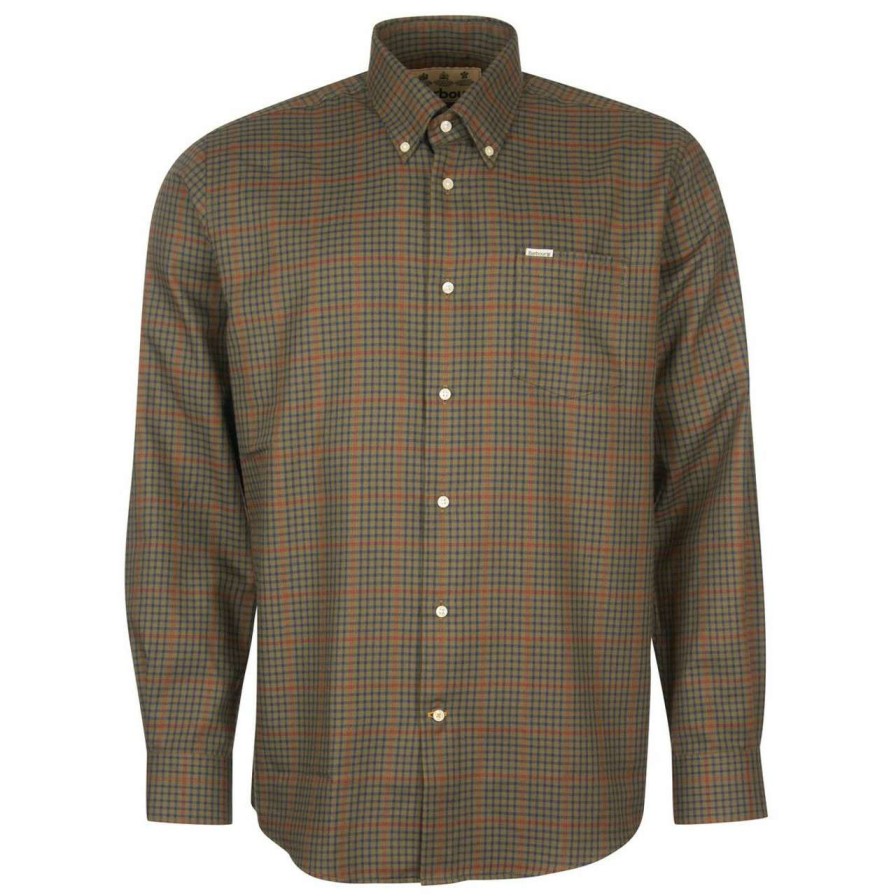 Clothing * | Cheap Barbour Mens Henderson Thermo Weave Shirt Olive