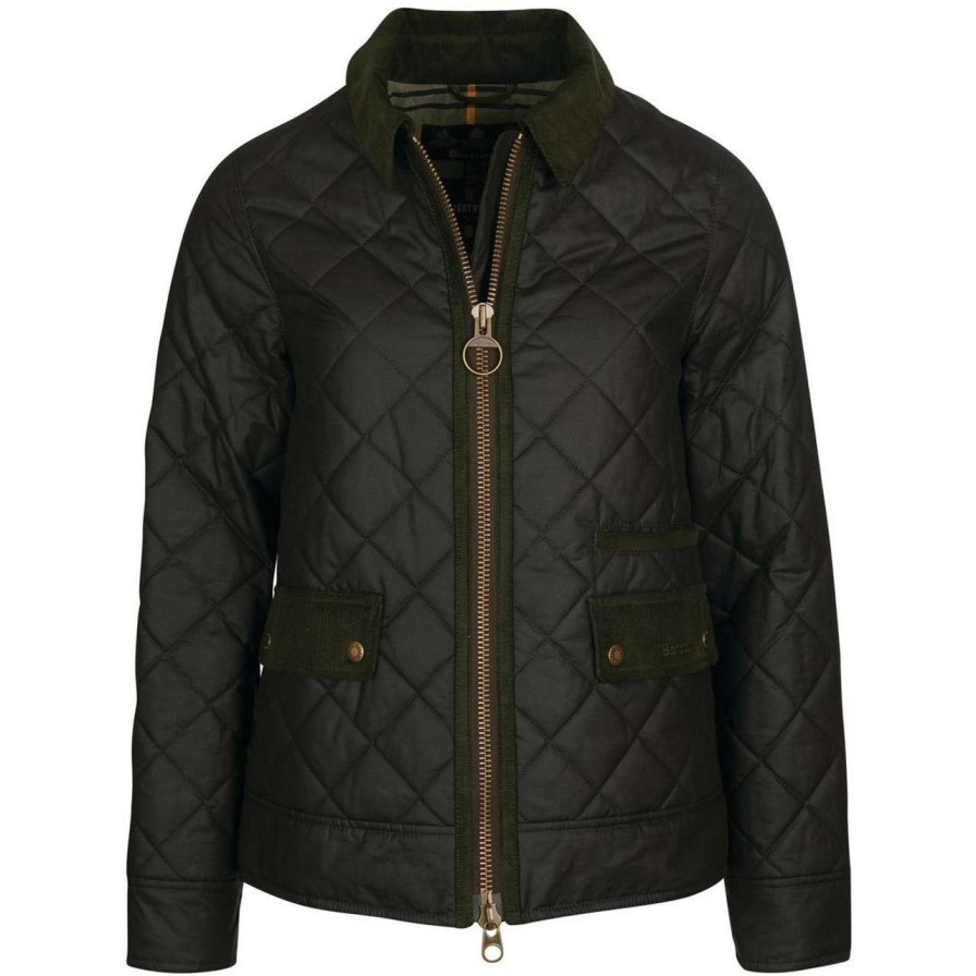 Jackets * | Closeout Sale Barbour Womens Helmsdale Wax Jacket Sage/Ancient