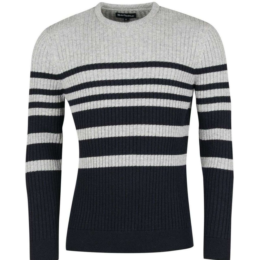 Clothing * | Discount Barbour Mens Trysail Crew Neck Jumper Navy