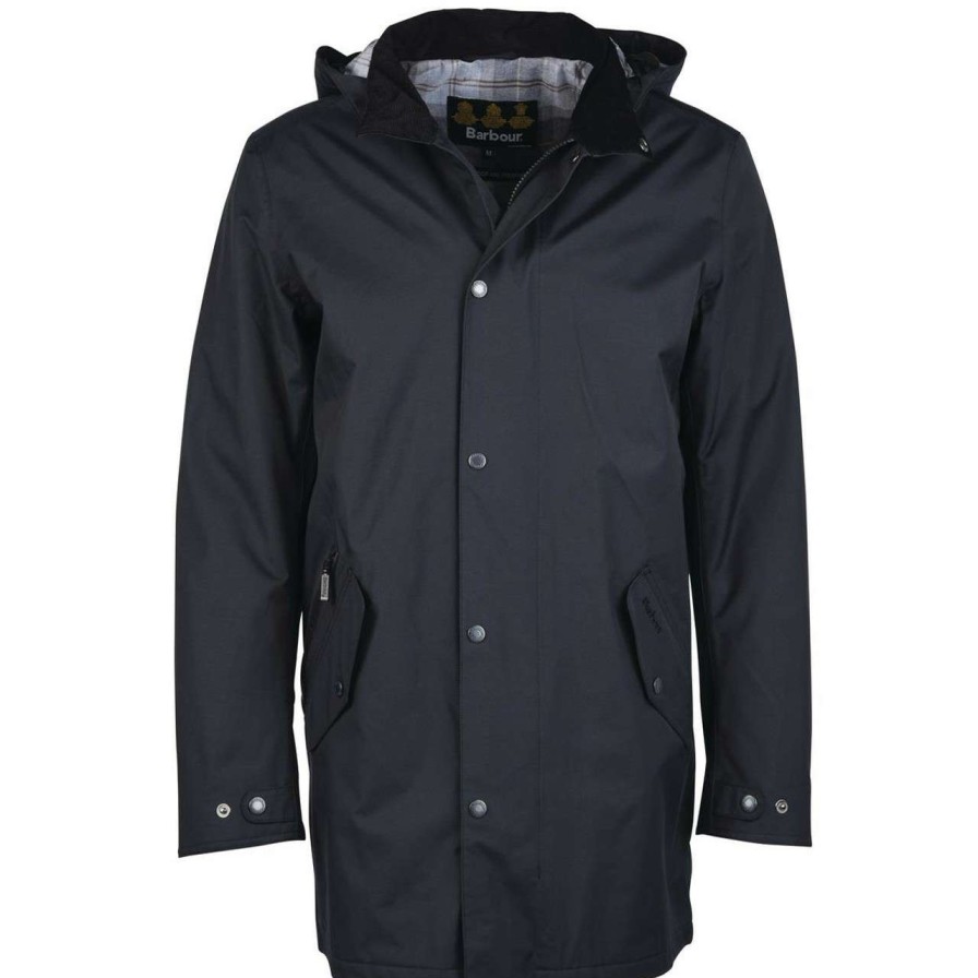 Jackets * | Flash Sale Barbour Mens Chelsea Mac Jacket Black/Grey Stone Tartan