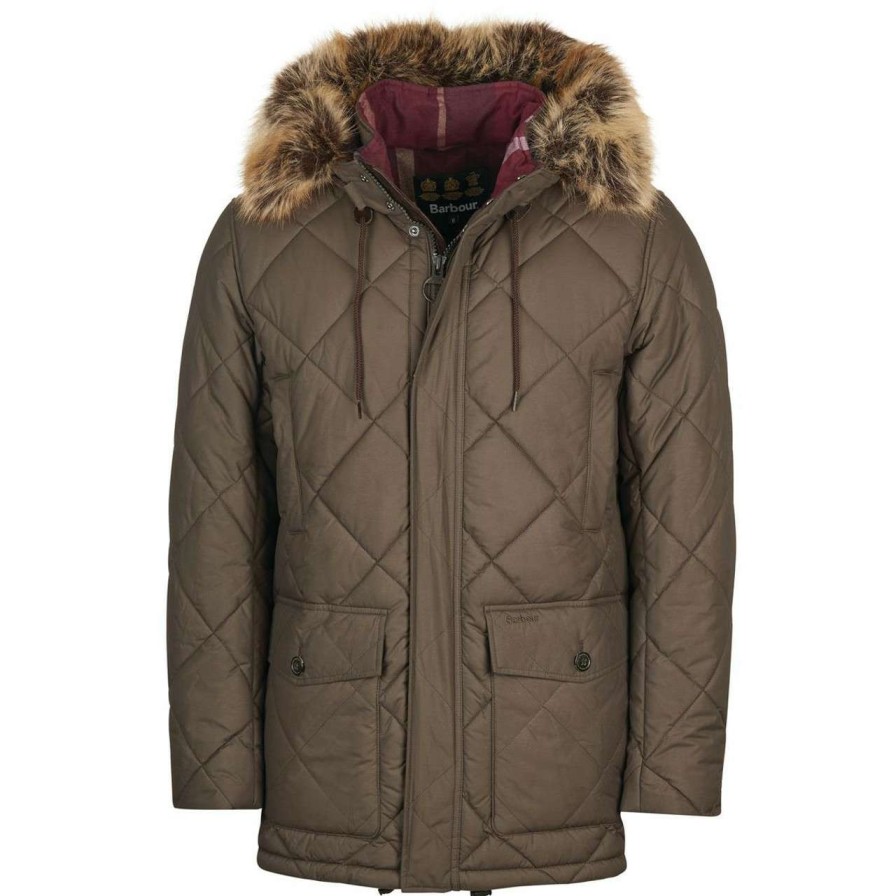 Jackets * | Online Store Barbour Mens Holburn Quilted Jacket Rustic/Winter Red