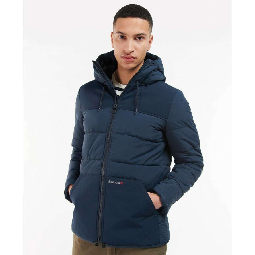 Jackets * | Discount Barbour Mens Knotts Baffle Quilted Jacket Navy