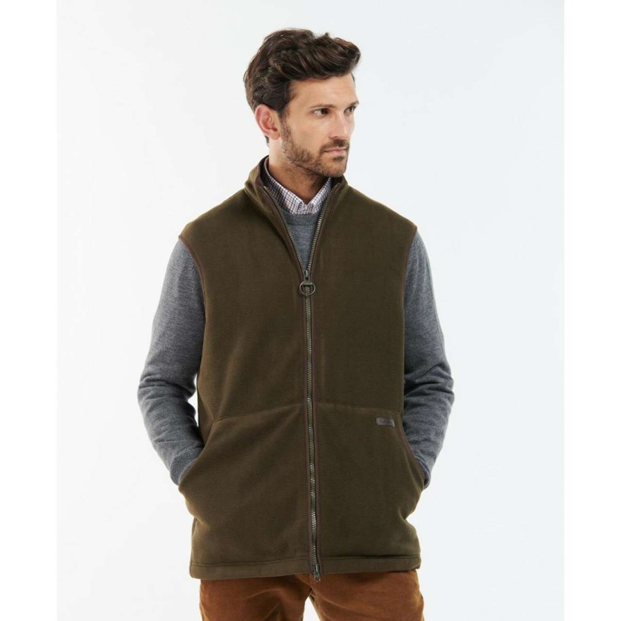 Clothing * | Discount Store Barbour Mens Oakmoor Fleece Gilet Olive