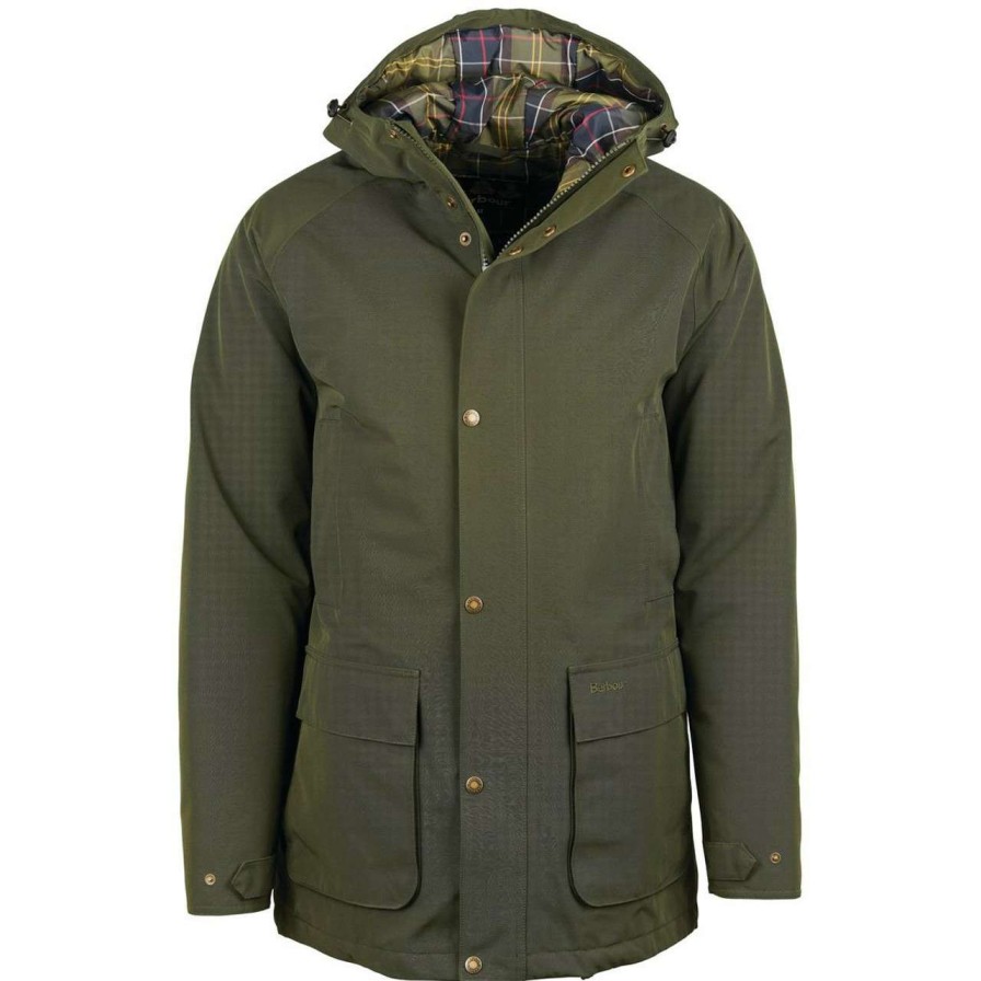 Jackets * | Shop Barbour Mens Winter Hooded Bedale Jacket Sage