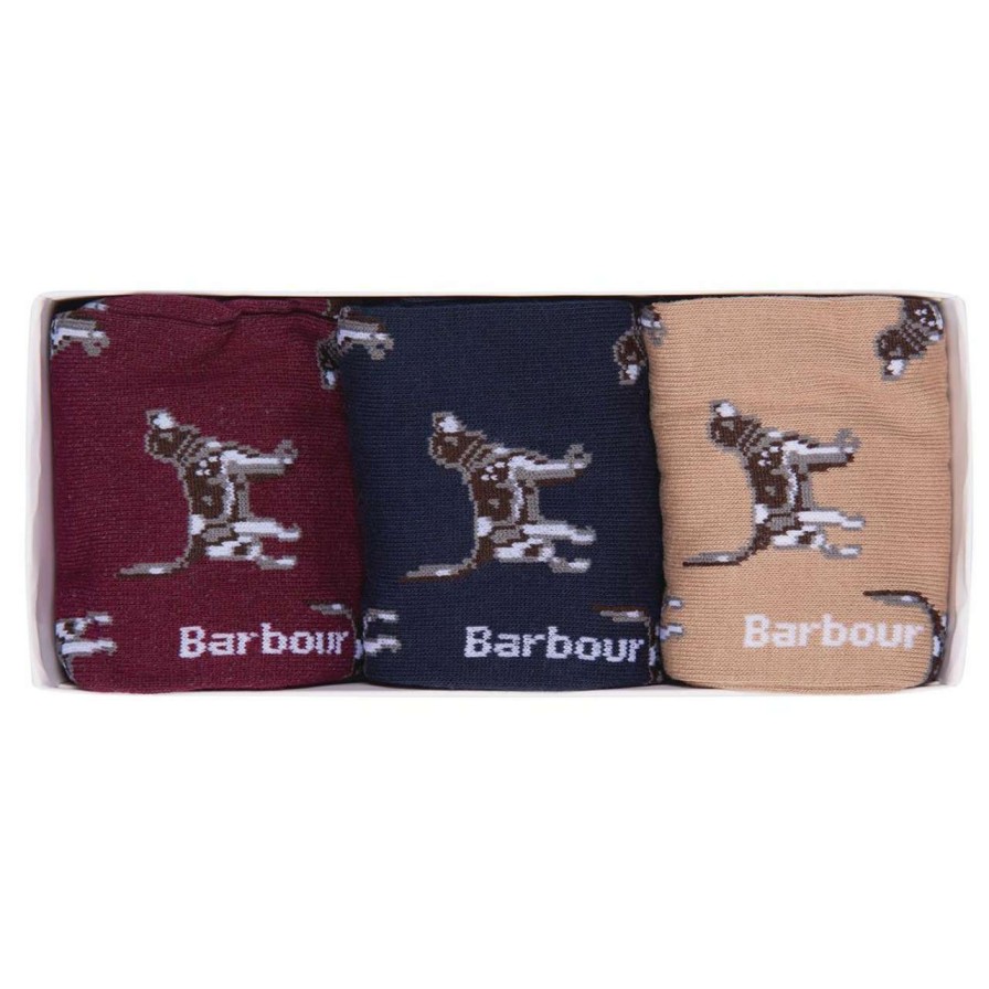 Accessories * | Best-Selling Barbour Mens Pointer Dog Socks Gift Boxed Cordovan