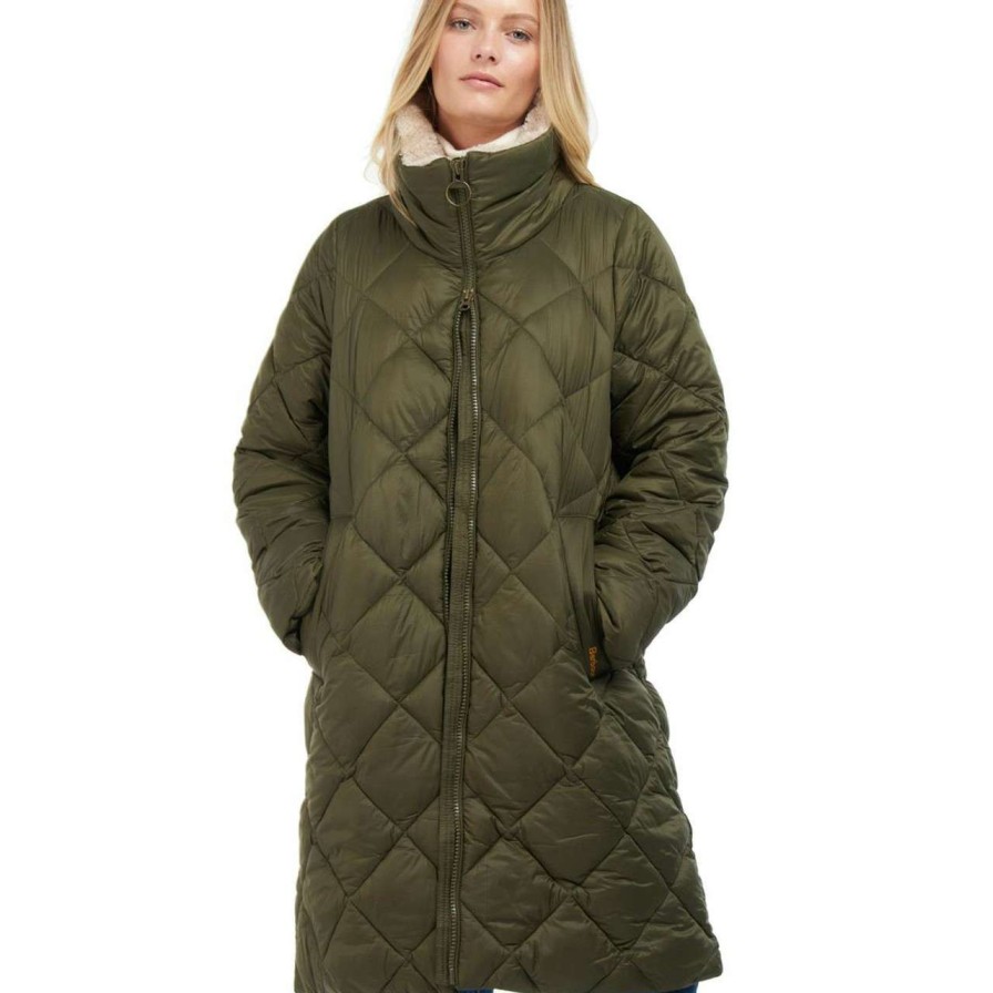 Jackets * | Discount Barbour Womens Kilmory Quilted Jacket Fern Leaf/Classic Tartan