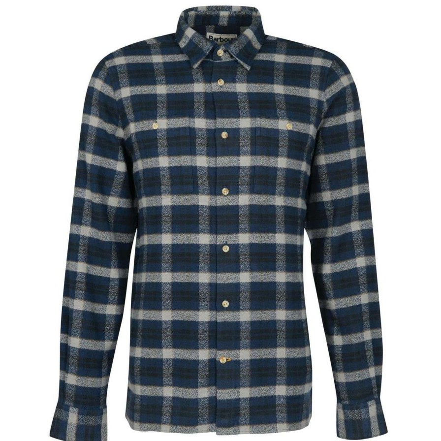 Clothing * | Flash Sale Barbour Mens Thompson Shirt Navy