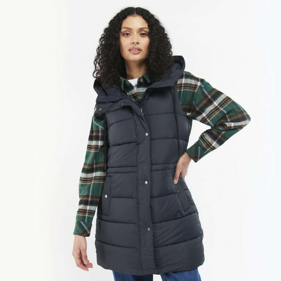 Clothing * | Discount Barbour Womens Littlebury Gilet Dk Navy