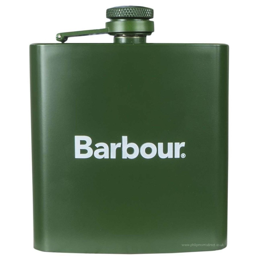 Accessories * | Online Store Barbour Mens Hip Flask And Sock Gift Set Green