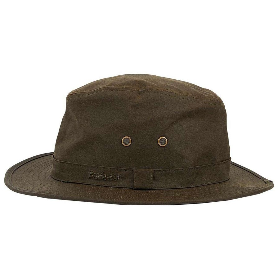 Accessories * | Best Quality Barbour Mens Dawson Wax Safari Hat Olive