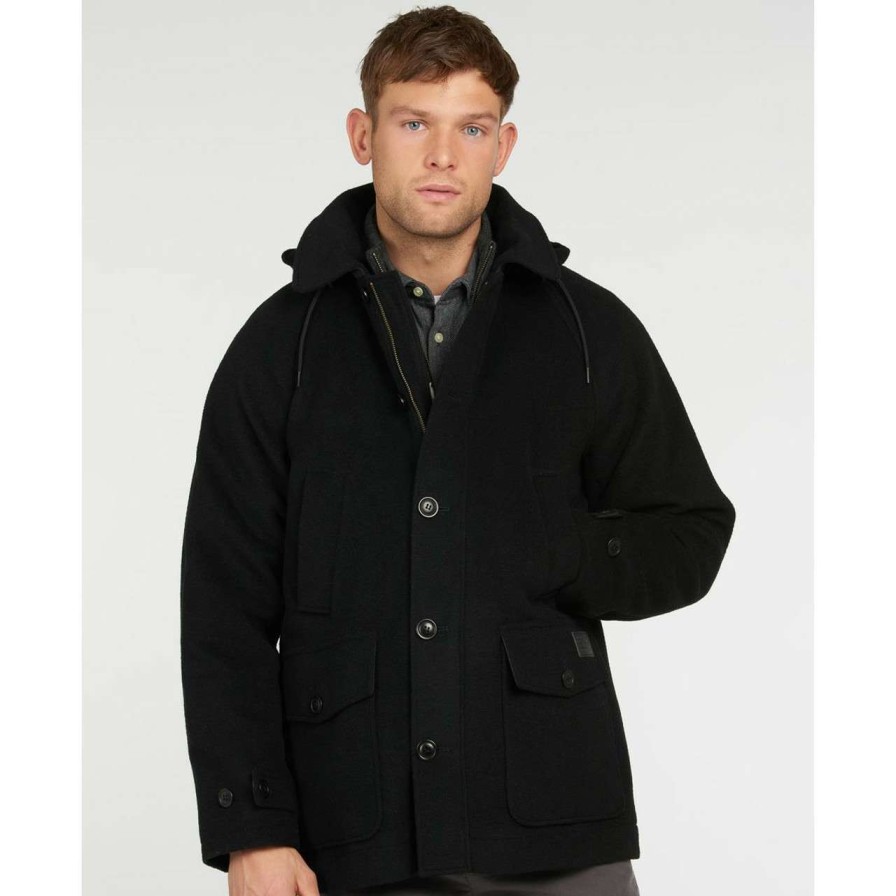 Jackets * | Online Sales Barbour Mens Nautic Duffle Coat Black