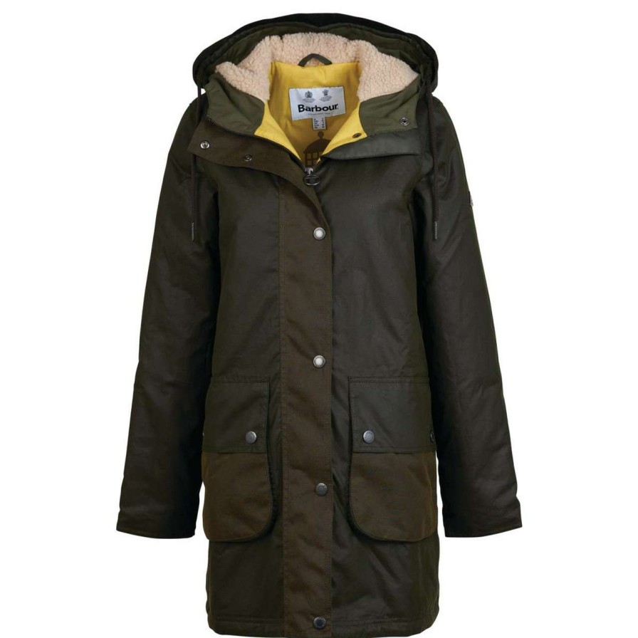 Jackets * | Cheap Barbour Womens Lunan Wax Jacket Fern/Olive/Limeade