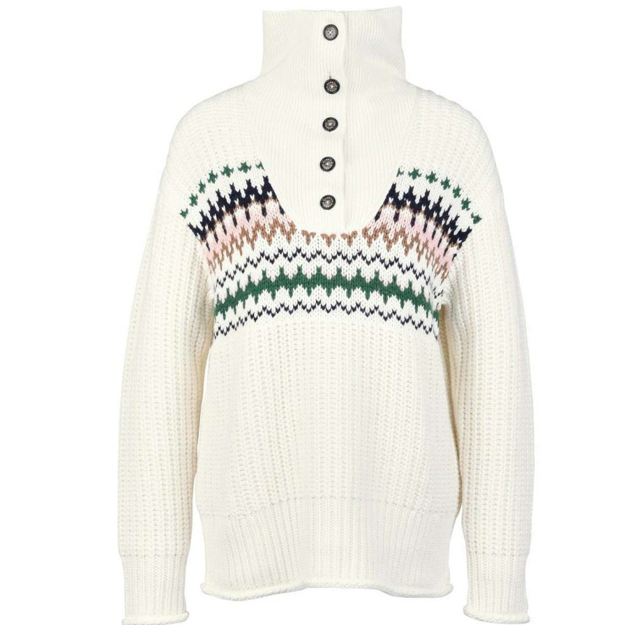 Clothing * | New Threads Barbour Womens Greenwell Knit Cream