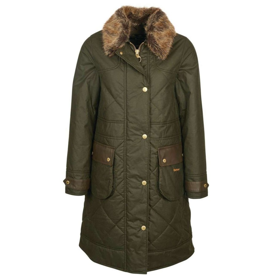 Jackets * | Bestsellers Barbour Womens Golspie Wax Jacket Archive Olive/Classic