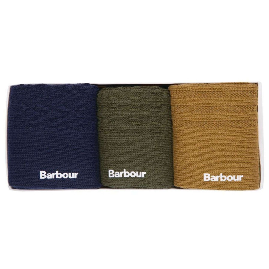 Accessories * | Cheap Barbour Mens Cheswick Sock Gift Set Olive Night