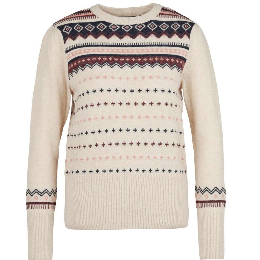 Clothing * | Online Sales Barbour Womens Birch Knit Sweatshirt Oatmeal