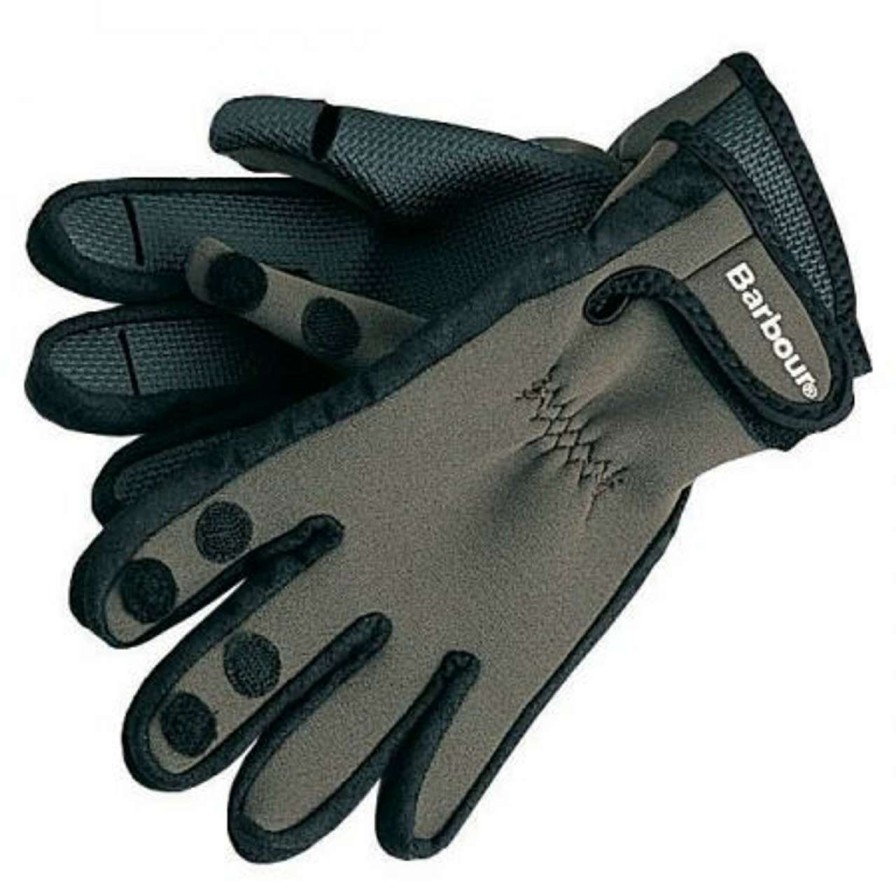 Accessories * | Best-Selling Barbour Mens Neoprene Shooting Gloves Green