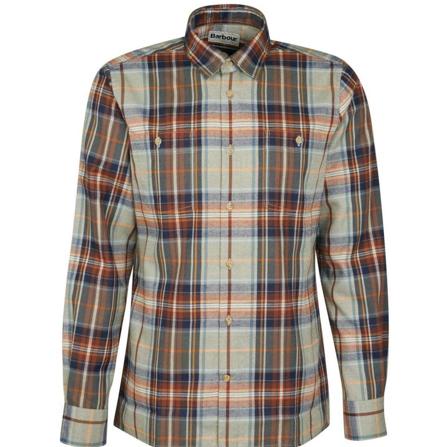 Clothing * | Flash Sale Barbour Mens Waterfoot Shirt Olive