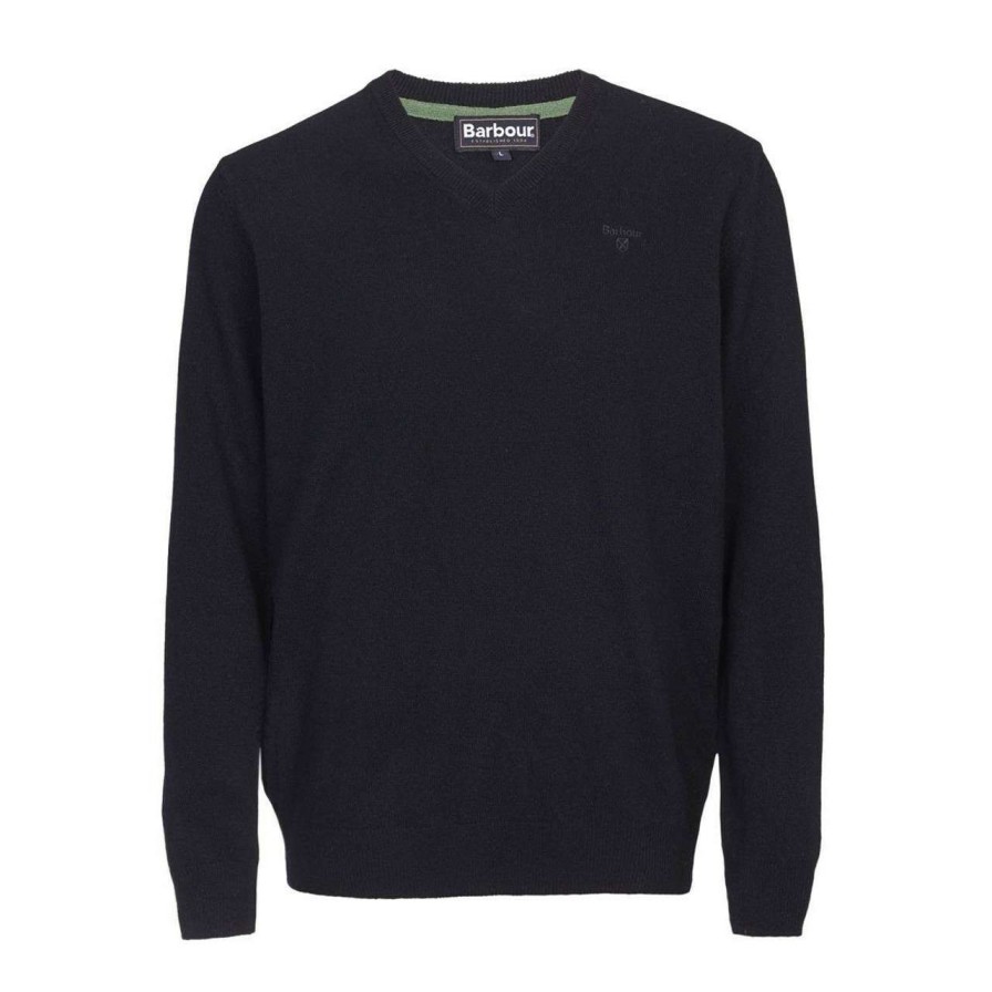 Clothing * | Best Quality Barbour Mens Essential Lambswool V Neck Sweater