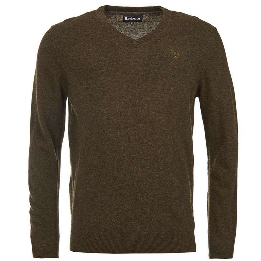 Clothing * | Best Quality Barbour Mens Essential Lambswool V Neck Sweater